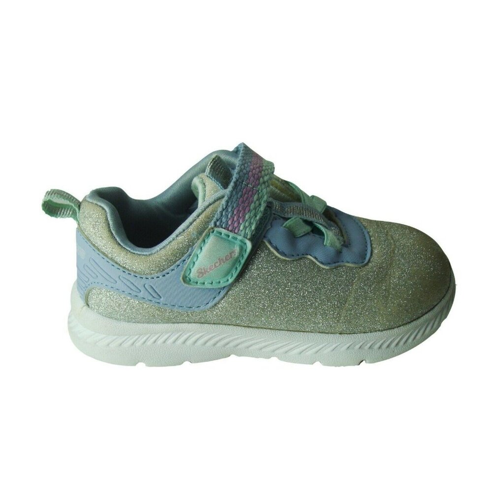 Skechers Girls Glitter Sneakers Size 7.5 Silver & Blue Hook & Loop Closure - Picture 5 of 7